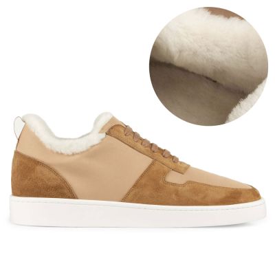 CMR CHAMARIPA Sneakersy Podwyższające Męskie | Beżowe Sneakersy Zamszowe Ocieplane 6 CM