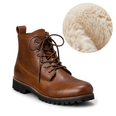 CMR CHAMARIPA Męskie Buty Podwyższające | Brązowe Skórzane Buty Ocieplane 7 CM