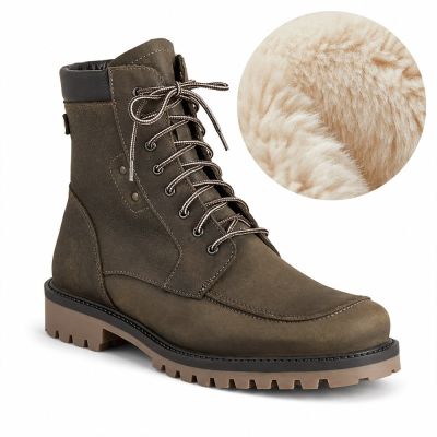 CMR CHAMARIPA Buty Podwyższające Męskie | Oliwkowobrązowe Buty na Zamek Ocieplane 7 CM