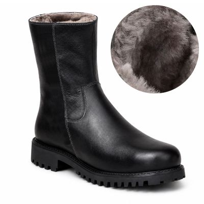 CMR CHAMARIPA Buty Podwyższające Męskie | Czarne Buty Zimowe na Zamek Ocieplane 7 CM