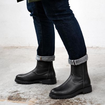 CMR CHAMARIPA Buty Podwyższające Męskie | Czarne Buty Zimowe na Zamek Ocieplane 7 CM