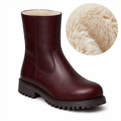 CMR CHAMARIPA Buty Podwyższające Męskie | Rdzawe Buty Zimowe na Zamek Ocieplane 7 CM