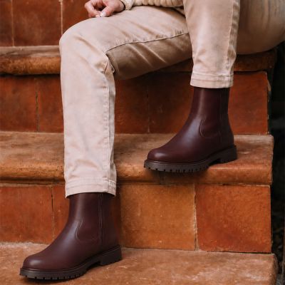 CMR CHAMARIPA Buty Podwyższające Męskie | Rdzawe Buty Zimowe na Zamek Ocieplane 7 CM