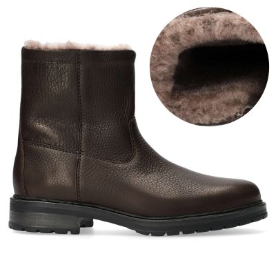 CMR CHAMARIPA Buty Podwyższające Męskie | Ciemnobrązowe Buty na Zamek Ocieplane 7 CM