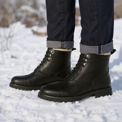 CMR CHAMARIPA Modne Buty Zimowe Męskie | Czarne Buty Ocieplane 7 CM