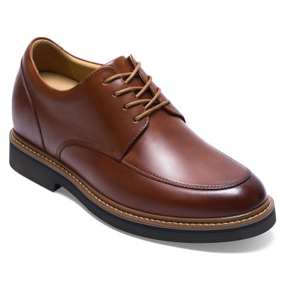 CMR CHAMARIPA Męskie Buty Podwyższające | Brązowe Skórzane Derby w Stylu Business Casual 8 CM