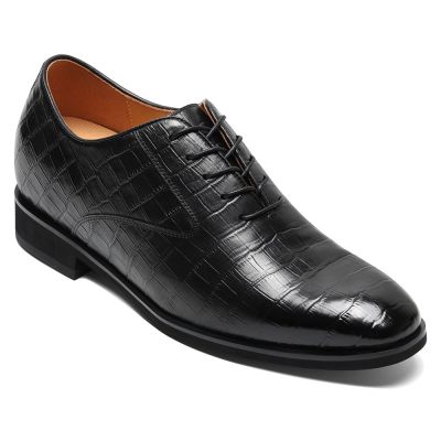 CMR CHAMARIPA buty męskie podwyższające | Klasyczne czarne skórzane oxfordy 7 cm