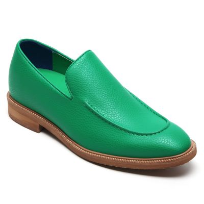 Custom 5 cm Wegańskie Zielone Mokasyny