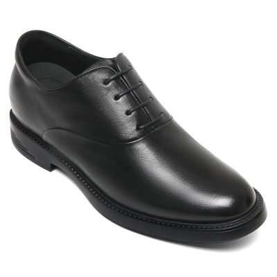 Męskie buty typu Oxford podwyższające wzrost o 7 cm / 2,76 cala | Czarne skórzane buty w stylu biznesowym/casualowym