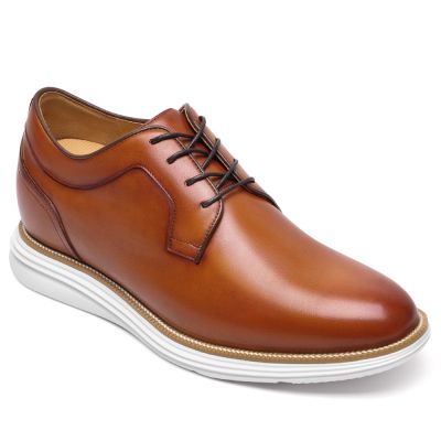 CMR CHAMARIPA 7CM buty podwyższane męskie | Brązowe skórzane buty biznesowo-casual