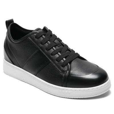 CMR CHAMARIPA Codzienne Sneakersy Podwyższające – Czarne Skórzane Buty Wysokie dla Mężczyzn +8CM