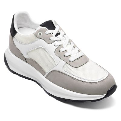 CMR CHAMARIPA Męskie Sneakersy Podwyższające | Białe Oddychające Buty Sportowe 8 CM