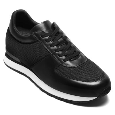 CMR CHAMARIPA Męskie Sneakersy Podwyższające | Eleganckie Czarne Casualowe Buty z Siateczką 8 CM