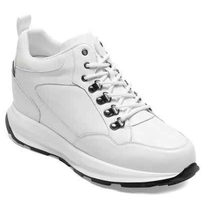 CMR CHAMARIPA Męskie Białe Skórzane Sneakersy Podwyższające Casual 10 CM