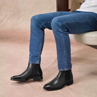 CMR CHAMARIPA Height Increaser for Men | Black Leather Chelsea Boots 7 CM