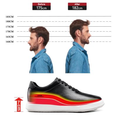 Oddychające Sneakersy ze Skóry Bydlęcej + 7 cm