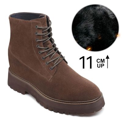 +11 cm Zimowe Botki w Skórze Zamszowej