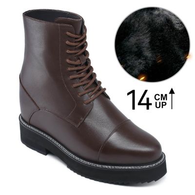 14 cm Skórzane Botki Zimowe