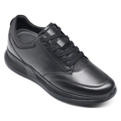 CMR CHAMARIPA Buty z ukrytym podwyższającym obcasem – Czarne buty codzienne męskie z obcasem 7 cm