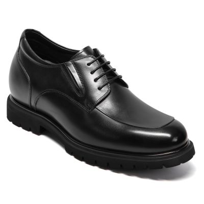 Buty do Garnituru Podwyższające – 8 cm Czarne Skórzane Derby