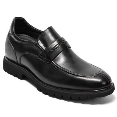 Buty Męskie Podwyższające - Skórzane Mokasyny 8cm