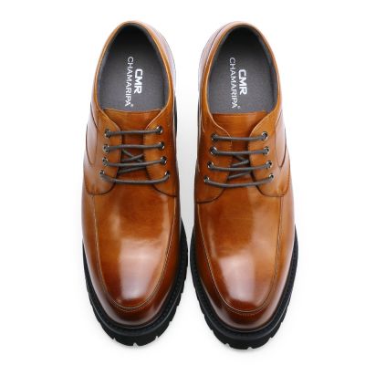 Brązowe Skórzane Buty Podwyższające 13 cm