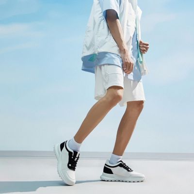 Buty Podwyższające Męskie Casual – Białe Sneakersy Flyknit 7cm
