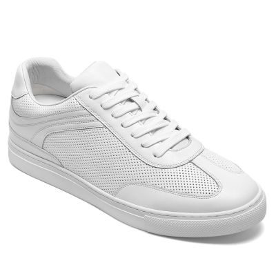 Buty podwyższające 6 cm białe – Buty casualowe skórzane dla mężczyzn