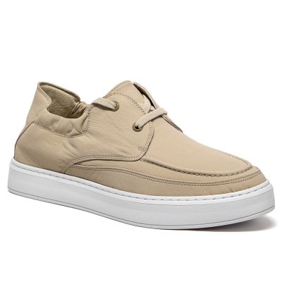 Buty Podwyższające Męskie 6cm – Jasnobrzoskwiniowe Buty Casual poliester
