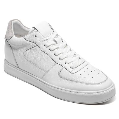 Buty podwyższające 6 cm z białej skóry licowej