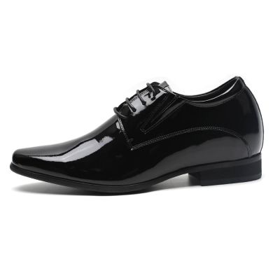 CMR CHAMARIPA Buty na wysokim obcasie dla mężczyzn , buty podwyższające wzrost, czarne lakierowane buty wizytowe do garnituru, podwyższenie o 8 cm / 3,15 cala.