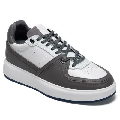 Szeroki Krój Buty Podwyższające - 7CM Szara Skóra Buty Dla Niskich Mężczyzn