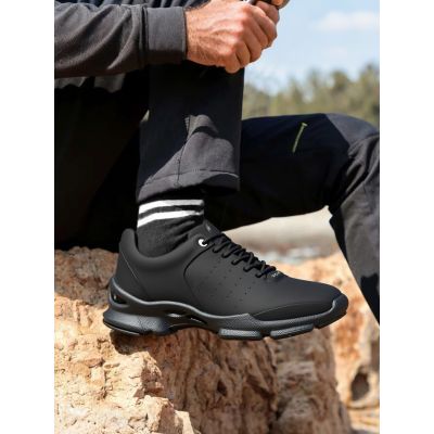 CMR CHAMARIPA Buty trekkingowe podwyższające wzrost - czarne skórzane buty sportowe na zewnątrz, dodające 7 cm wzrostu.