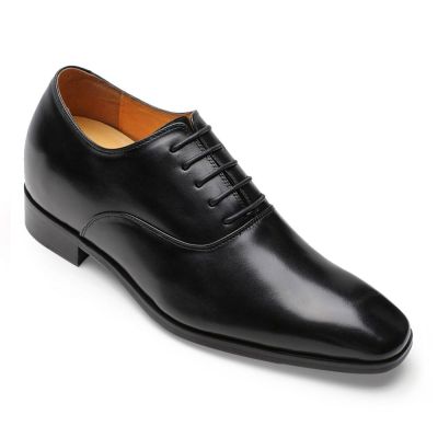 Buty do Garnituru Podwyższające – Oksfordy ze Skóry Czarnej 7cm