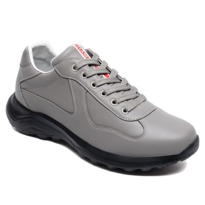 CMR CHAMARIPA buty męskie podwyższające 7CM – szara skóra, casualowe buty sportowe outdoorowe