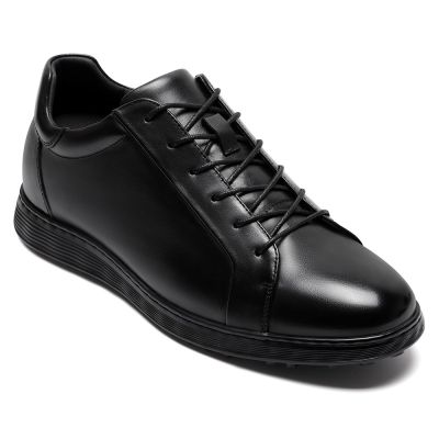 CMR CHAMARIPA buty podwyższające dla mężczyzn | Czarne skórzane buty casual zwiększające wzrost 6 cm