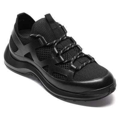 CMR CHAMARIPA Sneakersy Podwyższające Męskie | Czarne Masywne Sneakersy Techwear z Siateczką 8 CM