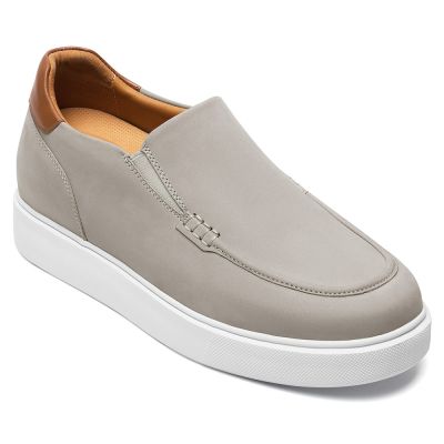 CMR CHAMARIPA Sneakersy podwyższające dla mężczyzn | Szare nubukowe mokasyny 7 CM
