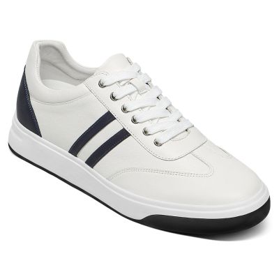 CMR CHAMARIPA casualowe sneakersy buty podwyzszajace meskie | Białe skórzane buty zwiększające wzrost 5 cm