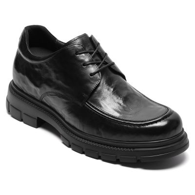 CMR CHAMARIPA Buty do garnituru podwyższające +8 cm – Czarne Skórzane Wizytowe