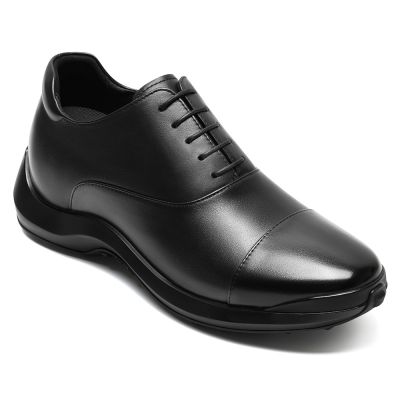 CMR CHAMARIPA buty podwyższające | Czarne skórzane antypoślizgowe oxfordy 7 cm