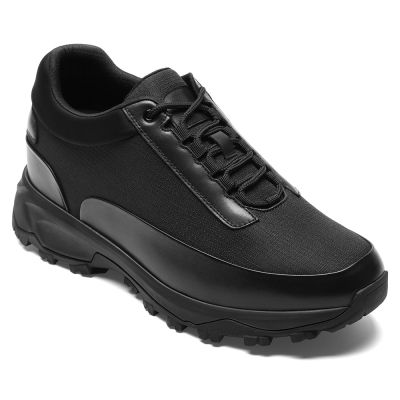 CMR CHAMARIPA Męskie Buty Które Dodają Wzrostu | Czarne Skórzane Wytrzymałe Trailery Outdoorowe 9 CM
