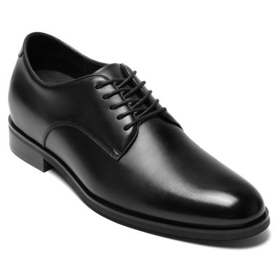 CMR CHAMARIPA Męskie buty podwyższające | Czarne skórzane Derby 7 CM