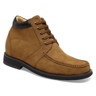 Brązowe Buty Nubukowe Podwyższające 9 cm