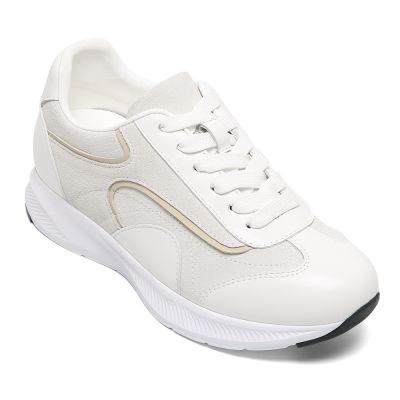 Buty podwyższające CMR CHAMARIPA dla kobiet | Beżowe zamszowe, lekkie buty na co dzień, podwyższające o 6 cm / 2,36 cala