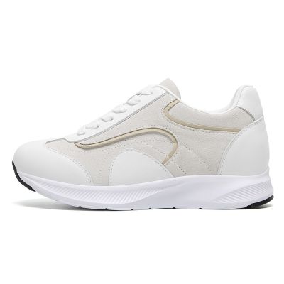 Buty podwyższające CMR CHAMARIPA dla kobiet | Beżowe zamszowe, lekkie buty na co dzień, podwyższające o 6 cm / 2,36 cala