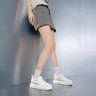 Buty Podwyższające Damskie 8cm – Białe Skórzane Platformy