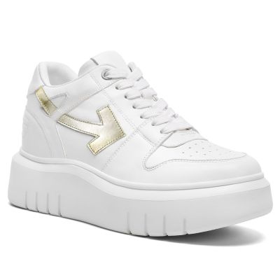 Buty podwyższające dla kobiet 8 cm – Buty skórzane białe