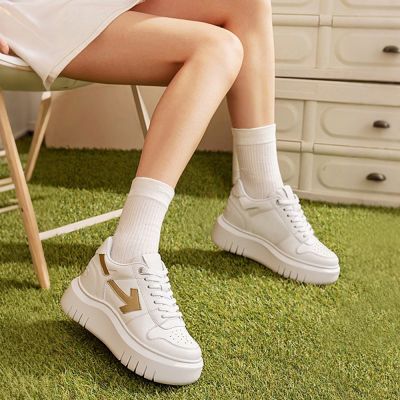 Buty podwyższające dla kobiet 8 cm – Buty skórzane białe