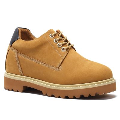 Buty z Wysoką Podeszwą Damskie 8cm – Nubuk Żółty
